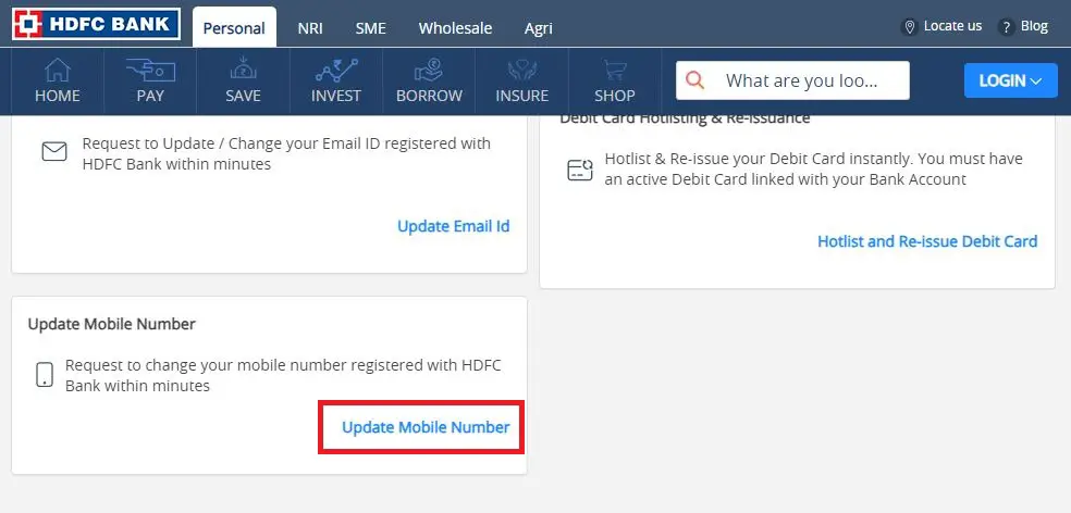 Update HDFC Mobile Number Online
