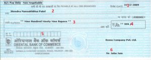 How to Fill Oriental Bank of Commerce (OBC) Cheque