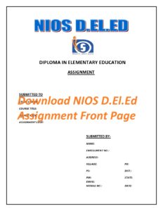 d el ed assignment 2021 west bengal