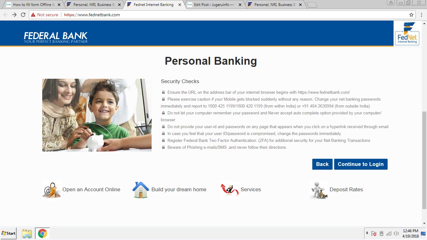 Click on "Personal Banking" button