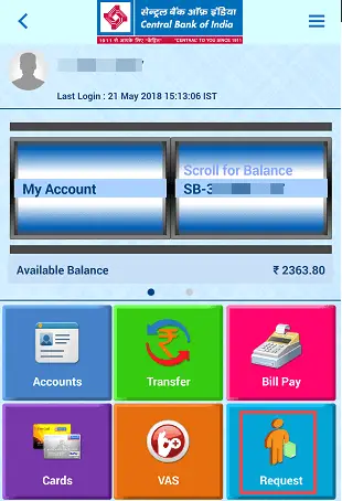 Central Bank of India Online Cheque Book Request
