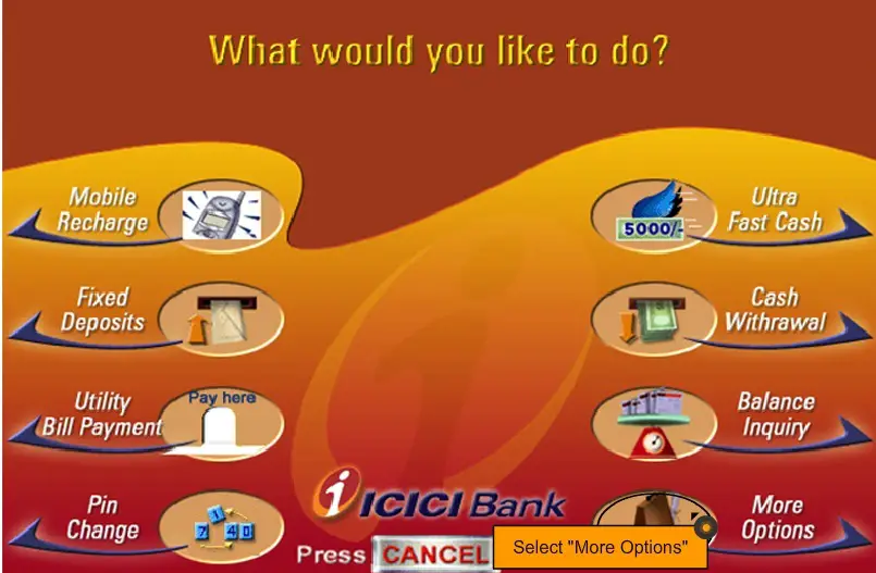 icici bank mobile number change through atm