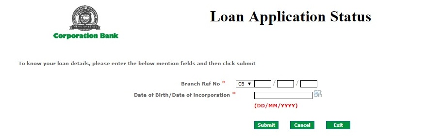 Enter your Branch Reference, Date of Birth and click on “Submit”