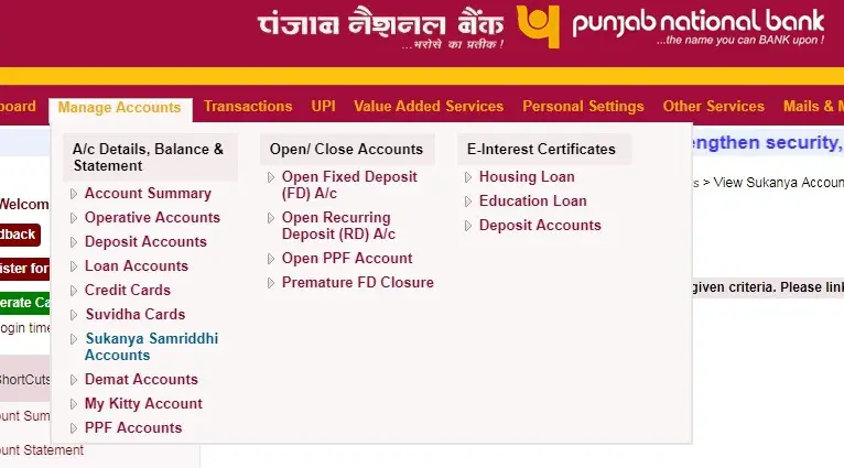 how to open sukanya samriddhi account online in pnb bank