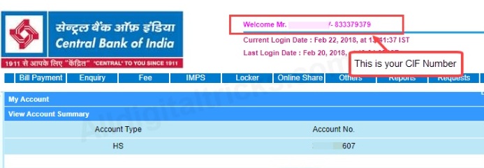 generate online password central bank of india