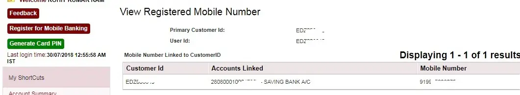 You can now see registered mobile number linked to your account