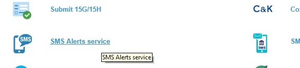 Click on "SMS Alerts Service" link