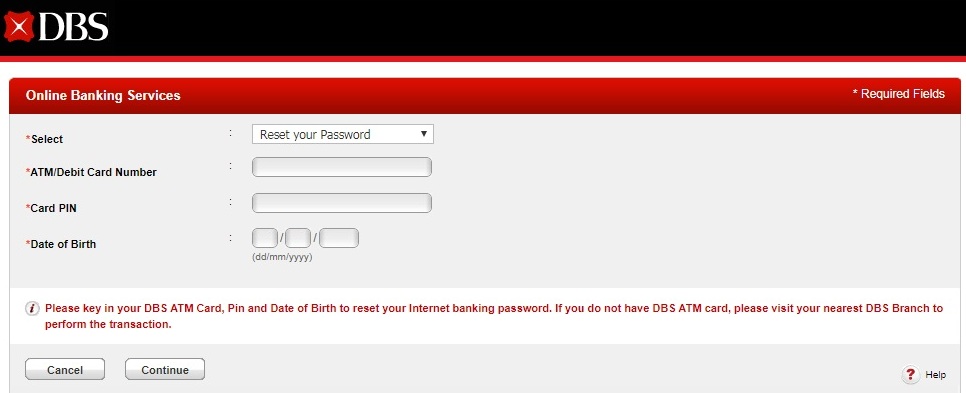 Fill all details such as debit/ATM card number, date of birth, ATM PIN and click on "Continue" button