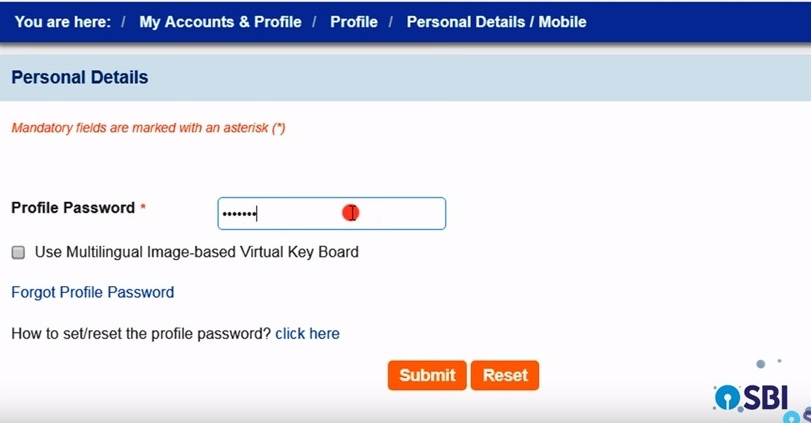 Type your profile password and click on "Submit"