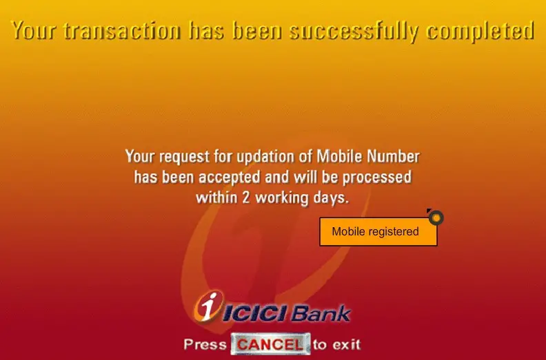 Mobile Number Registration Successful Message