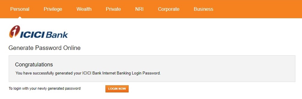 Generate ICICI Bank Password Online
