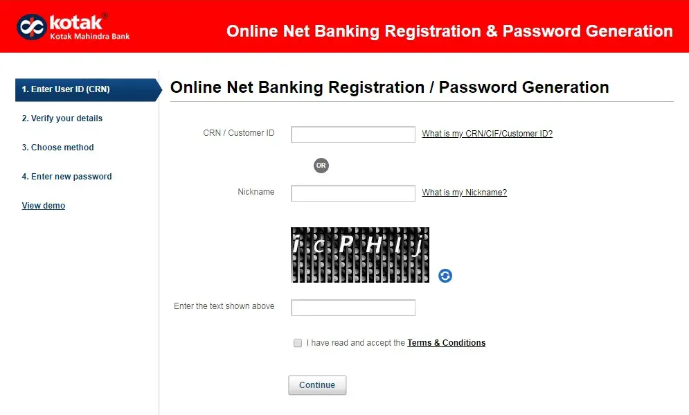 Register for Internet Banking in Kotak Mahindra Bank Online