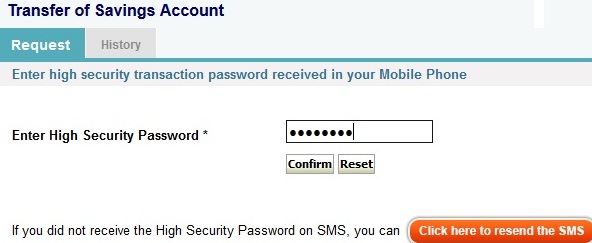 Enter the One Time Password (OTP) and click on "Confirm"