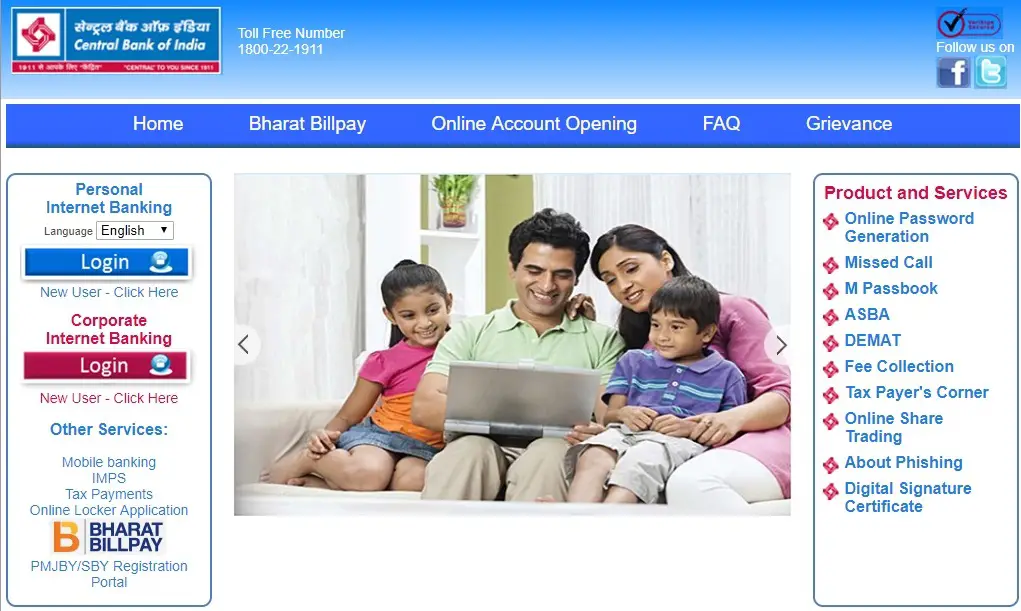 Visit Central Bank of India official website