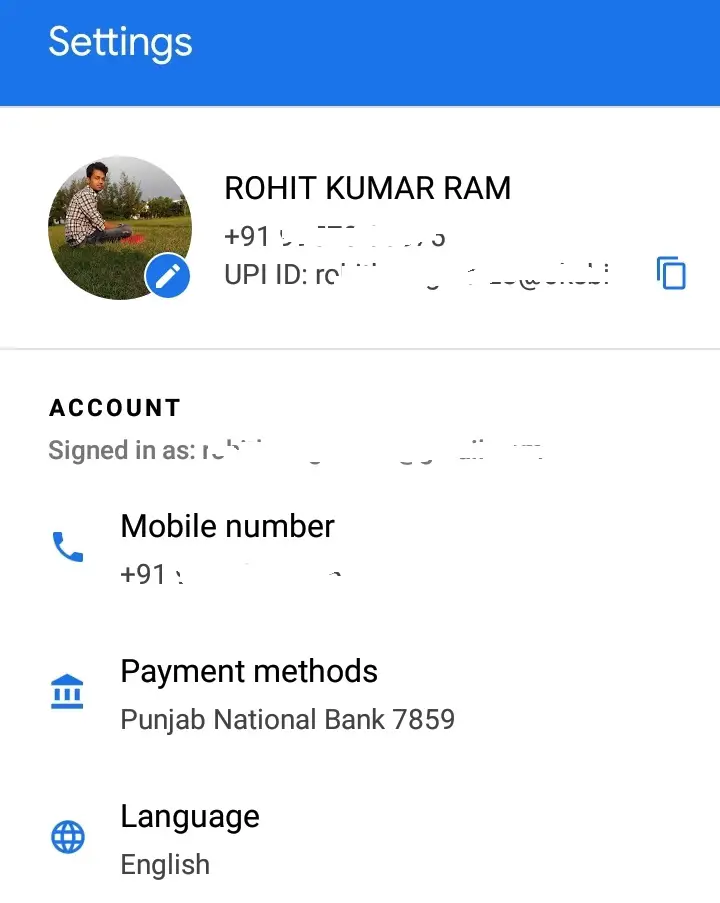 Go to settings and click on "Mobile Number"