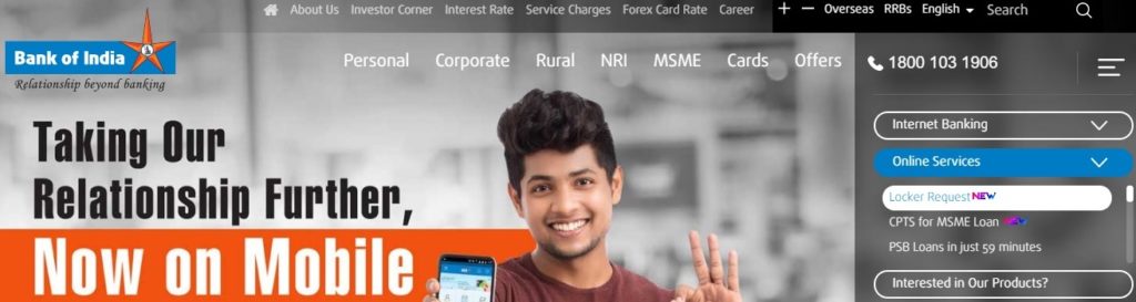 How to Request Online for Locker in Bank of India?