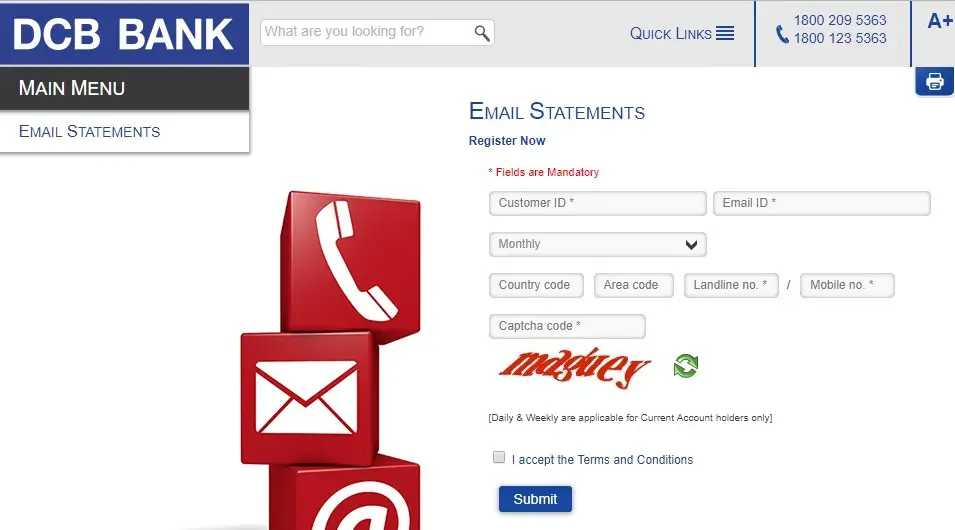 How to Register for Email Statements in DCB Bank Online?