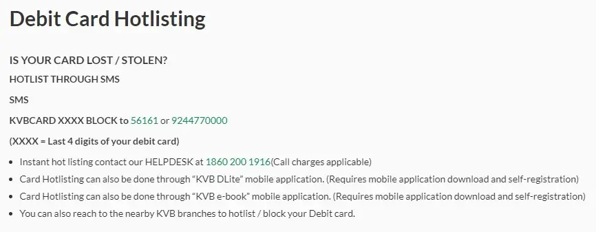 How to Block Karur Vysya Bank Debit Card Online?