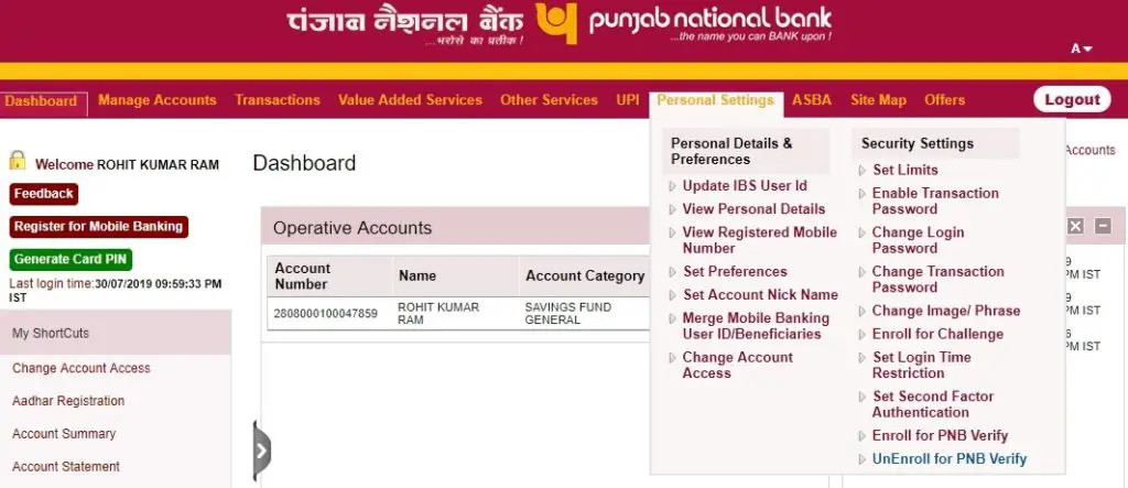 How to Activate PNB Verify in Internet Banking?
