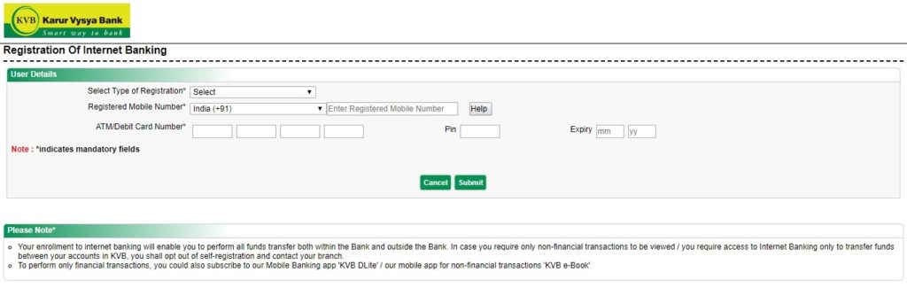 How to Register for NetBanking in Karur Vysya Bank Online?