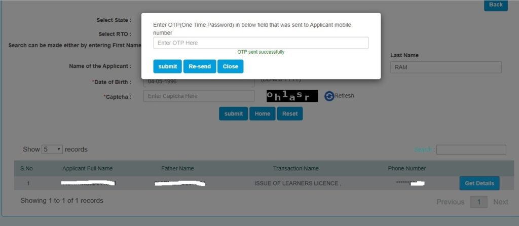 DL Application Number Forgot