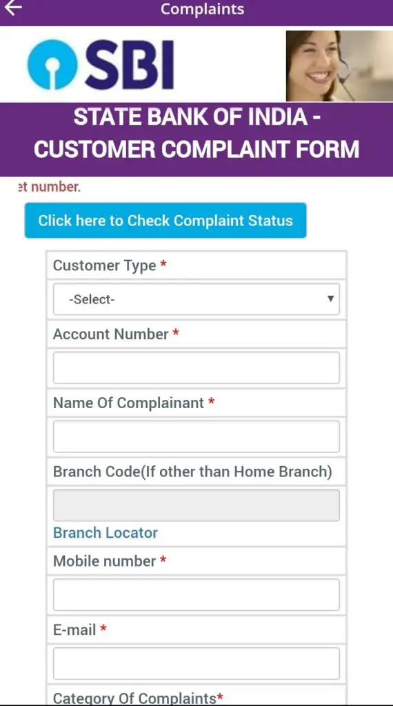 Register Online Complaints in SBI Yono