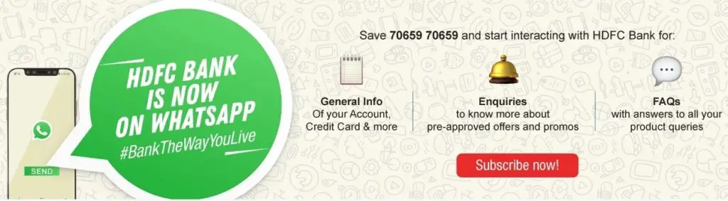 Register for HDFC Whatsapp Banking
