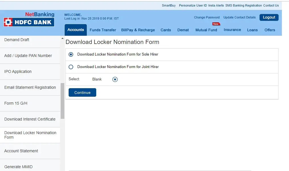 How to Download Locker Nomination Form of HDFC Bank?
