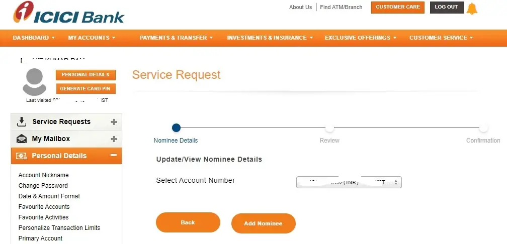 change mobile no in icici bank