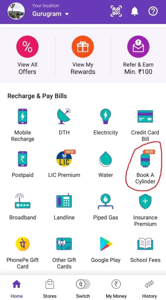 Book Online Cylinder Using PhonePe
