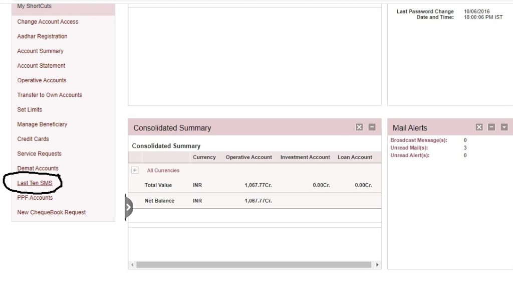 Check PNB Last 10 SMS Sent to Mobile