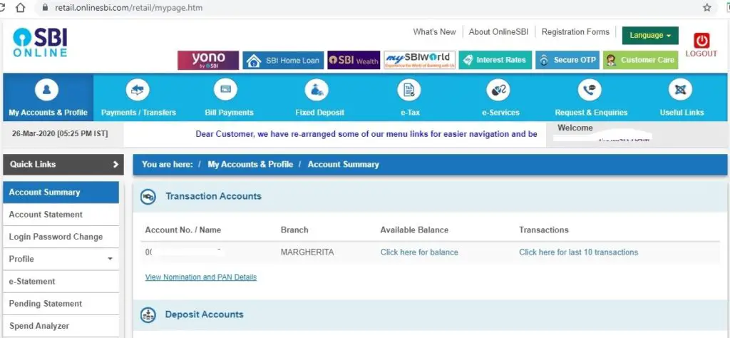 View ATM Card Linked to Your SBI Account