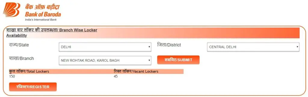 You can list of branches of along with number lockers and availability. 