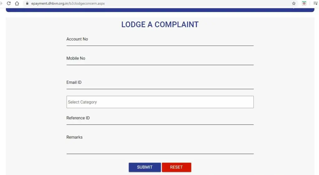 Complaint Online in DHBVN Electricity Board