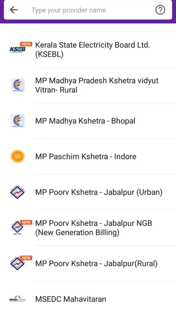 Select your billers i.e., MP Madhya Kshetra- Bhopal (MPMKVVCL)
