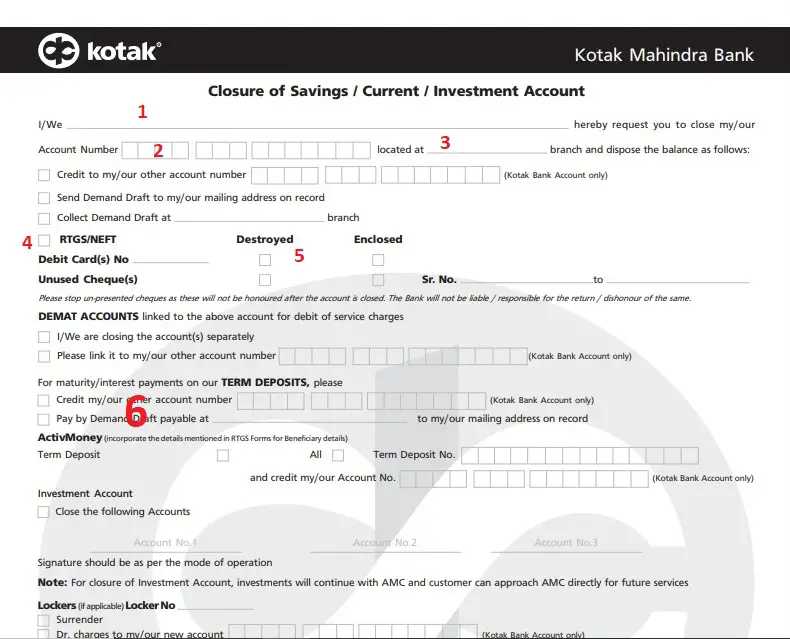 How to Fill Kotak Bank Account Closure Form?
