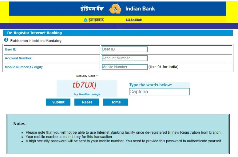 How to De-Register for Internet Banking in Allahabad Bank Online?