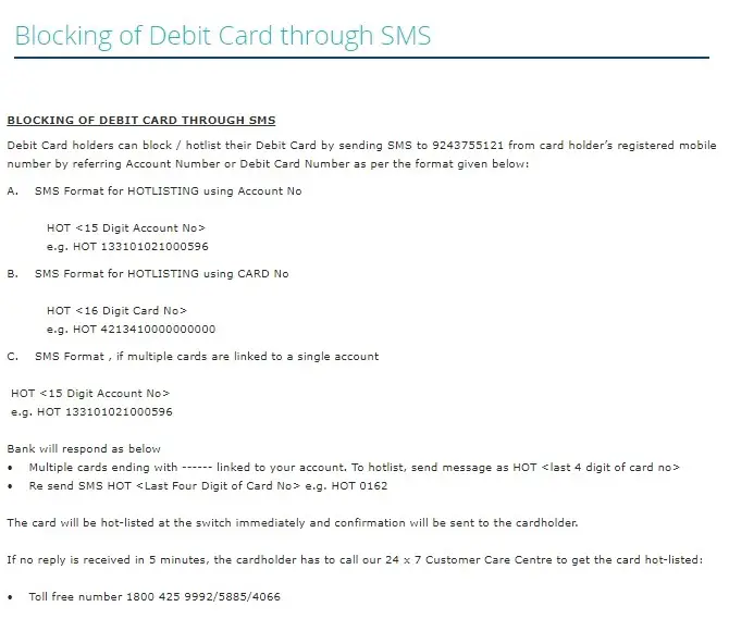 How to Block Vijaya Bank ATM/Debit Card Through SMS?