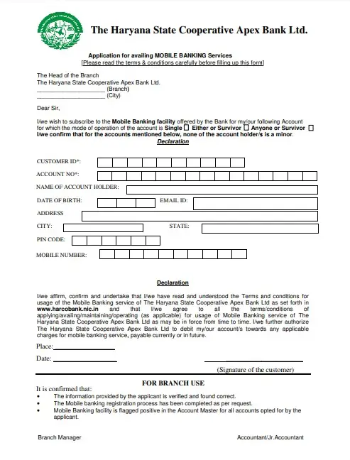 Download Mobile Banking Application Form