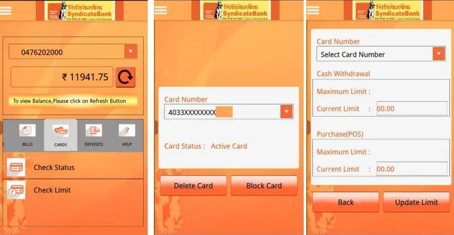 How to Block/Unblock Syndicate Bank ATM Card from Mobile Banking?