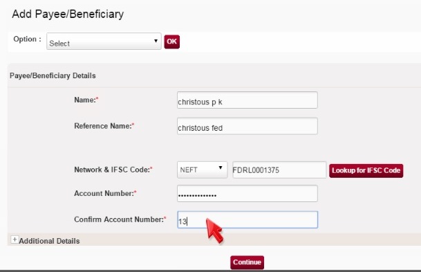 Enter Beneficiary Details