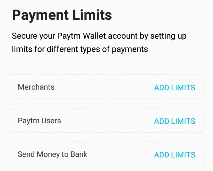 Set Paytm Daily and Monthly Limits
