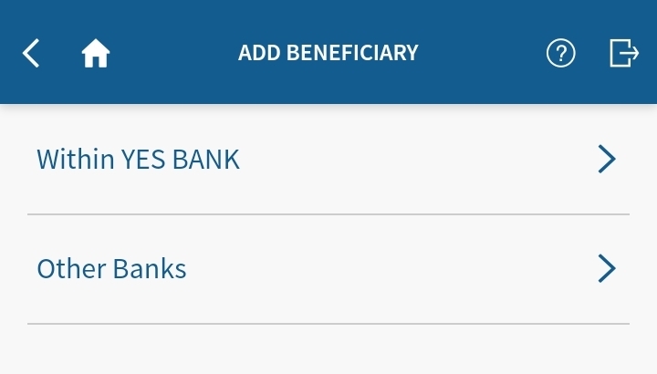 Select Within Yes Bank or Other Banks