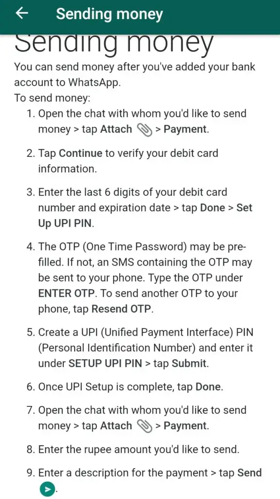 How to Set Up UPI in Whatsapp for Sending Money?