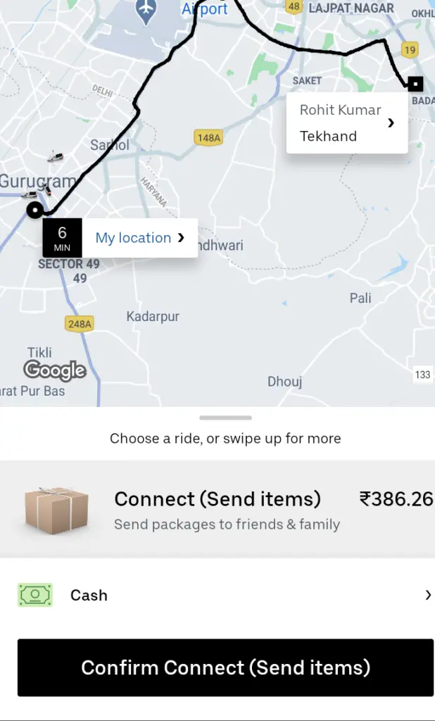 Uber Parcel Service Online Book