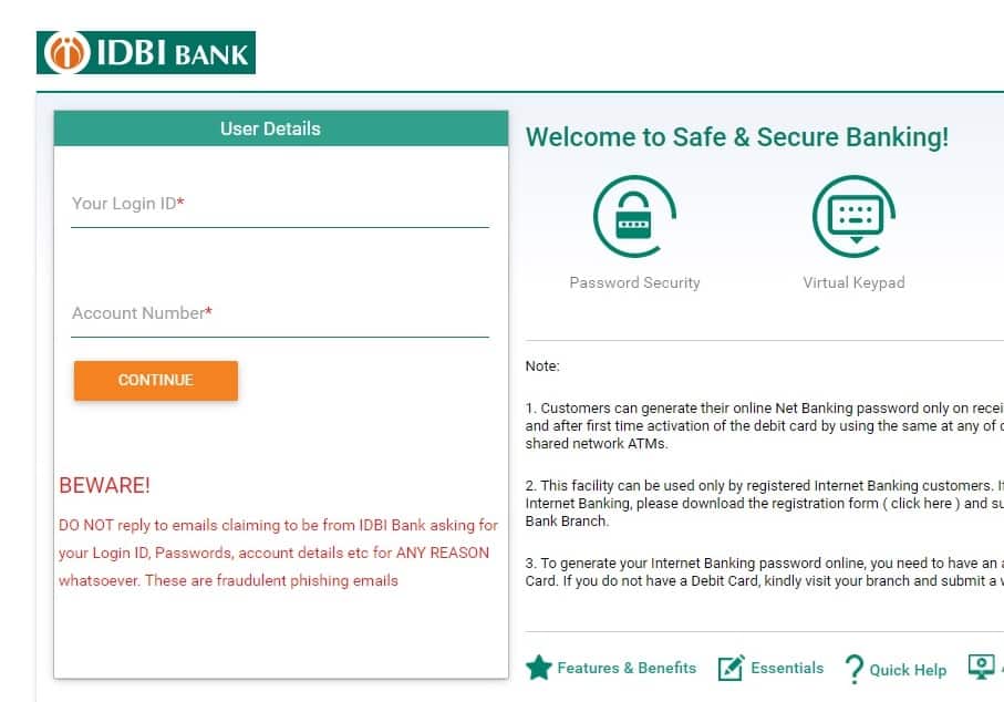 How to Generate Internet Banking Password Online in IDBI Bank?
