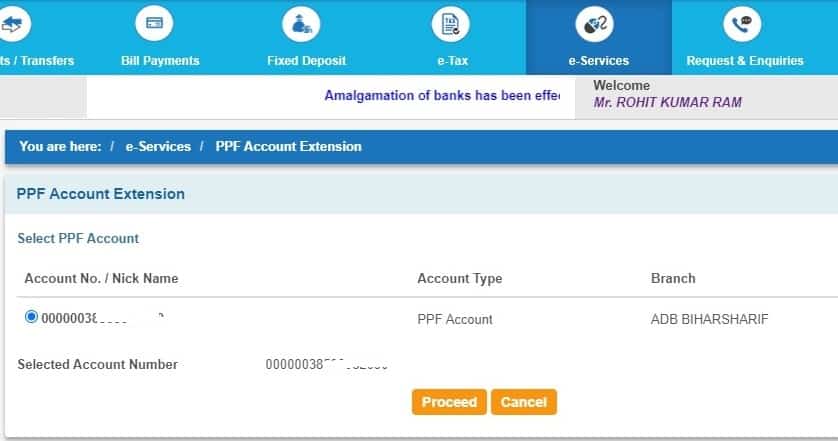 State Bank of India PPF Extension Online