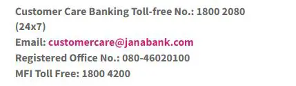 Jana Small Finance Bank Toll Free Number