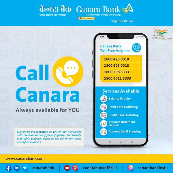 Canara Bank Toll Free Number