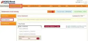 ICICI Fastag Account Statement Download